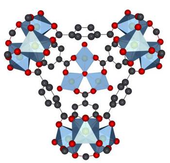 A computer illustration of the chromium-containing metal organic framework.