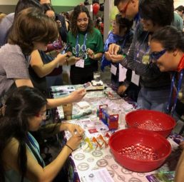 Students from Interamerican University of Puerto Rico perform activity with hydrogels.