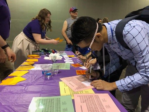 Participants uncover codes and use the periodic table to decipher the messages.